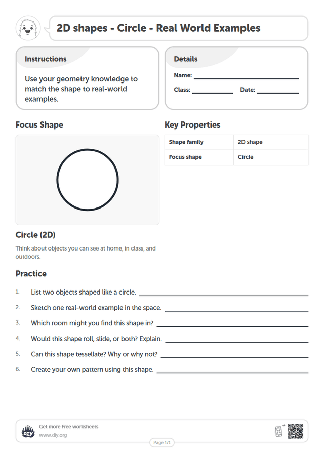 2D shapes - Circle - Real World Examples page 1