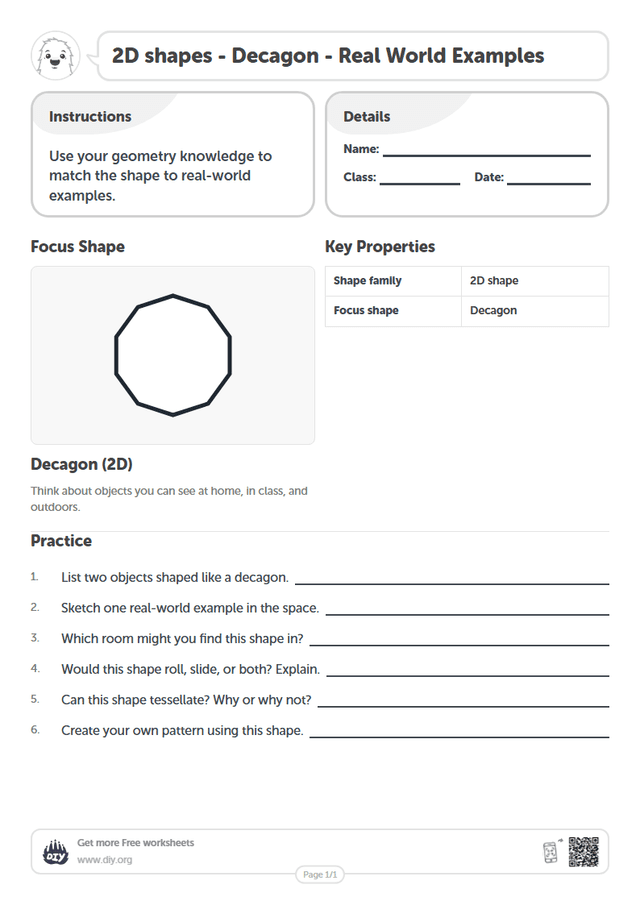 2D shapes - Decagon - Real World Examples page 1