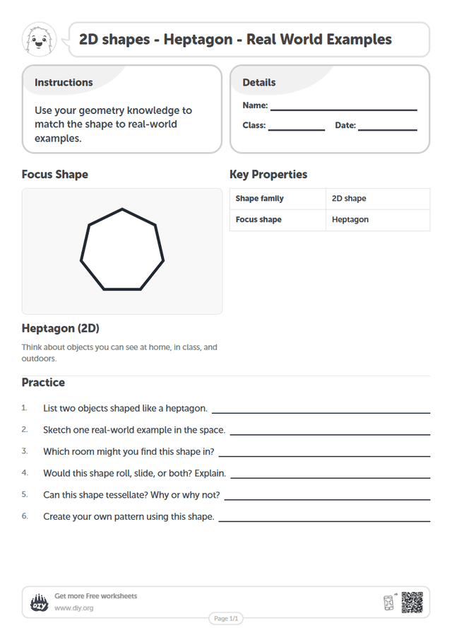 2D shapes - Heptagon - Real World Examples page 1