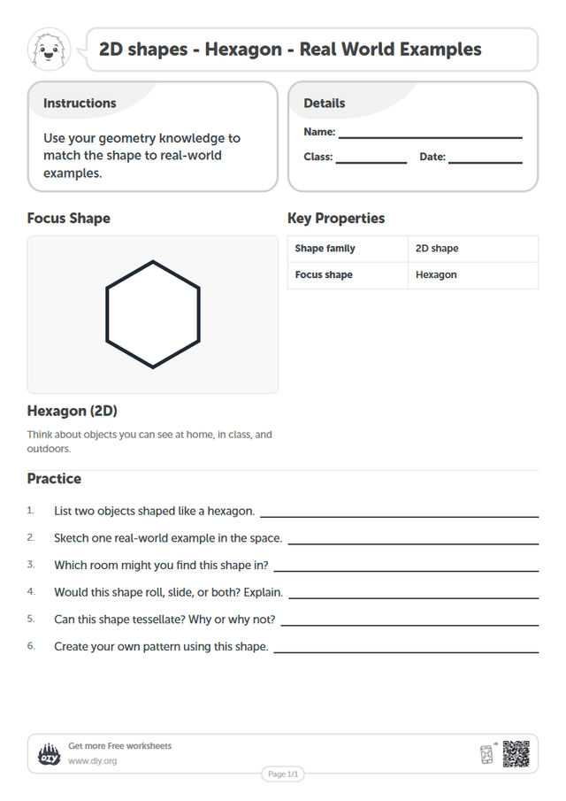 2D shapes - Hexagon - Real World Examples page 1