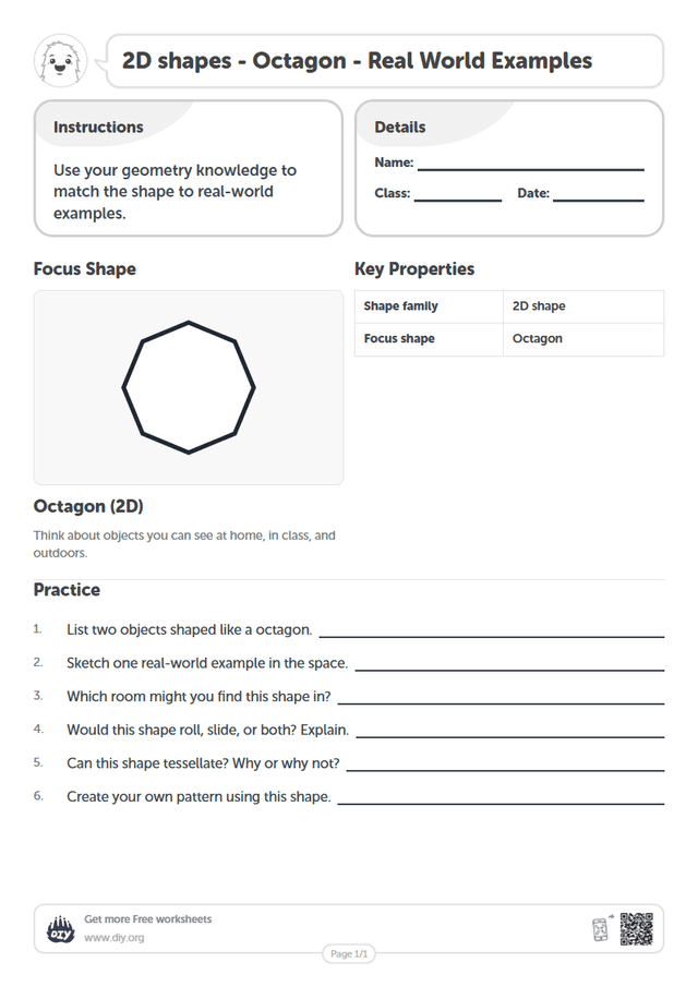 2D shapes - Octagon - Real World Examples page 1