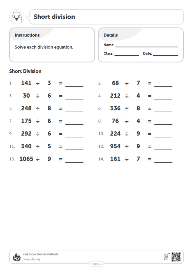 Short division page 1