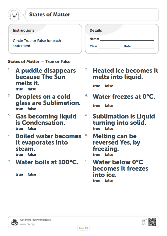 States of Matter page 1