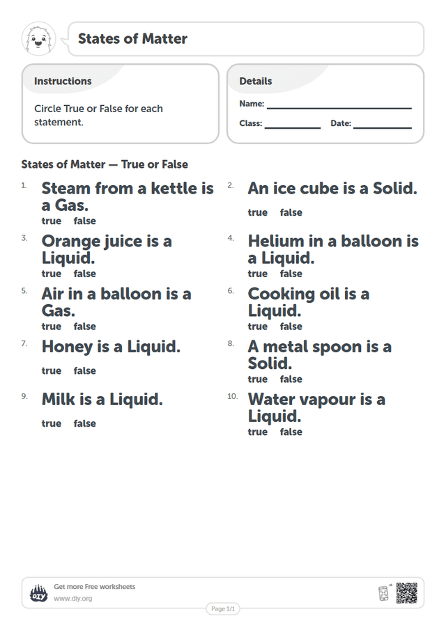 States of Matter page 1