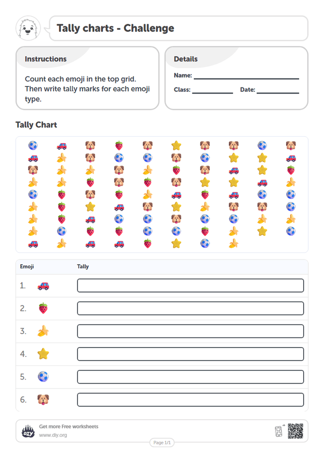 Tally charts page 1
