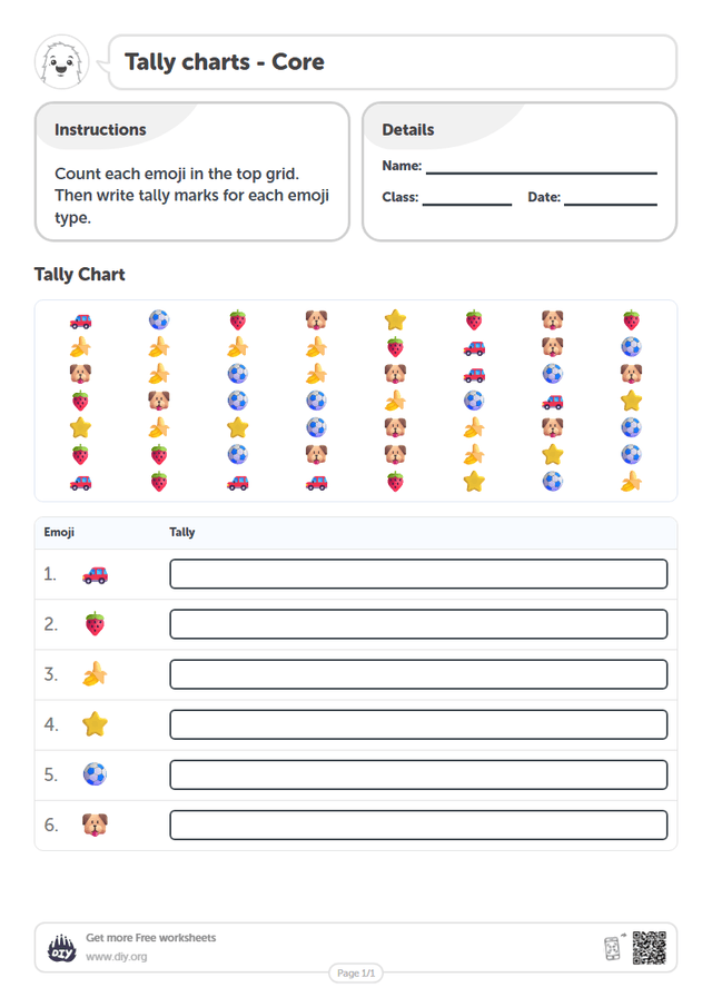 Tally charts page 1