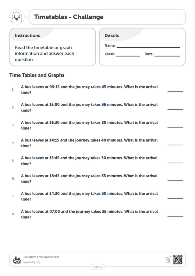 Timetables page 1