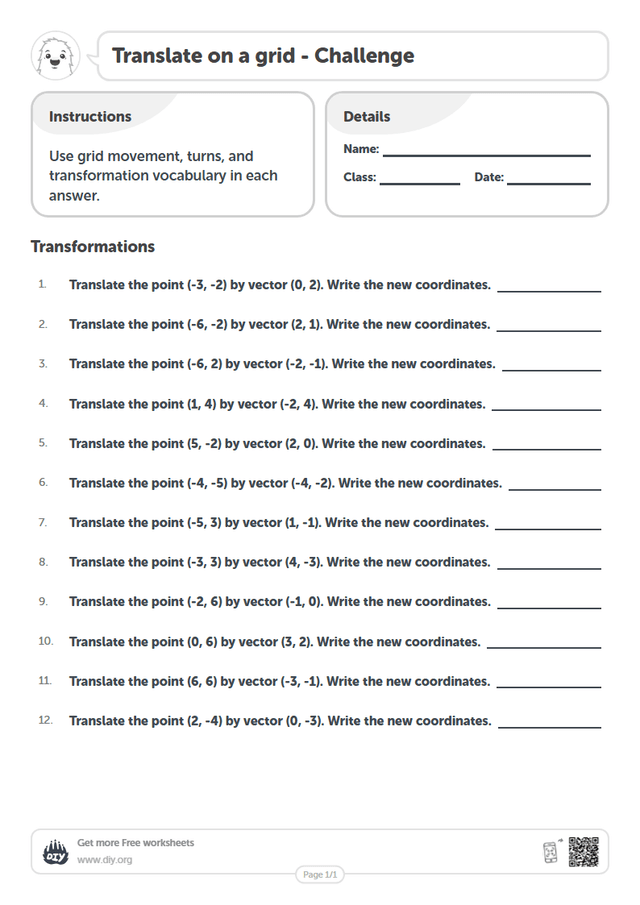 Translate on a grid page 1