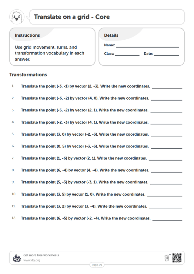 Translate on a grid page 1