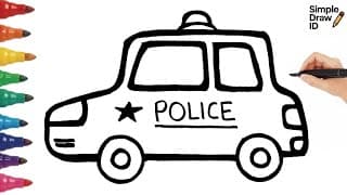How To Draw A Police Car Simple And Easy Lesson For Kids - Drawing Police Car Easy Step by step