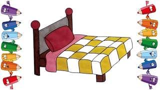 How to draw a bed easy step by step | bed drawing and coloring for kids @Izamnaart1