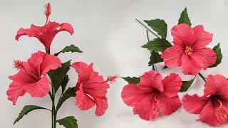 Easy Paper Hibiscus Tutorial | Hibiscus Paper Flower Made From Crepe Paper
