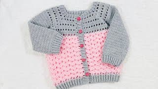 Easy crochet cardigan sweater for girls 4-6 years + more sizes