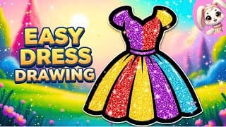 How to Draw a Dress Step by Step | Easy Clothes Drawing for Kids and Beginners | Draw with Mila