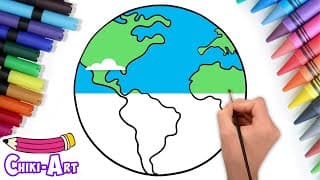 Draw Along Earth 🌍 | Easy Drawing For kids | Chiki Art 🎨