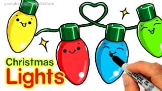 How to Draw Christmas Holiday Lights step by step Easy and Cute