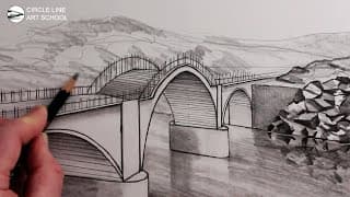 How to Draw a Bridge using One-Point Perspective for Beginners