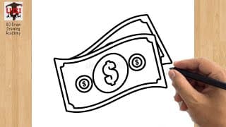Money Drawing | How to Draw Dollar Bill Easy Sketch Step by Step for Beginners | Money's Art
