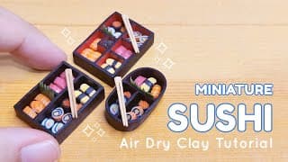Mini Sushi 🍣 | 1:12 Scale Miniature | Air Dry Clay Tutorial