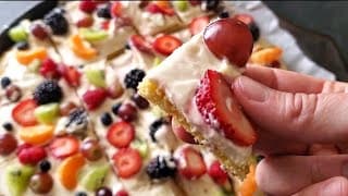 How to make a Fruit Pizza | Sugar Cookie Pizza with Cream Cheese Frosting, Recipe and Instructions
