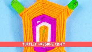 HOW TO MAKE A TURTLE WITH POPSICLE STICKS AND YARN. Its so cute! Easy kids craft.