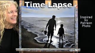 BEACH WALK-Learn How to Draw and Paint with Acrylics-Easy Beginner Acrylic Painting Tutorial