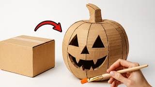 How to Make a Halloween Pumpkin from Cardboard 🎃 Easy DIY Craft