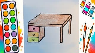 How to draw a desk 🎨 easy and fun!