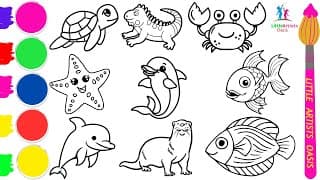 How To Draw Sea Underwater Animals for beginners🐙🦀🐢🐡🦪🦑 | Easy Step-by-Step Tutorial for Beginners
