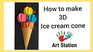 How to make 3D ice cream cone Craft/easy paper craft for kids/ ice cream cone craft