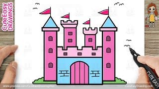 How to Draw an Easy Castle for Kids and Beginners | Cute Easy Drawings