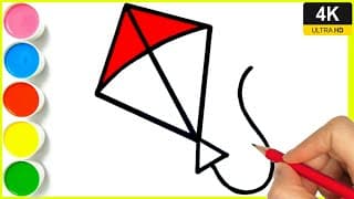 How to draw a kite 🪁 || Easy step by step flying kite drawing || kite drawing with colour By Arya.
