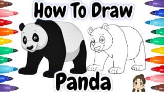 How To Draw A Panda For Kids 🐼 Cartoon Panda Easy Drawing | Wild Animals Step-by-Step Drawing