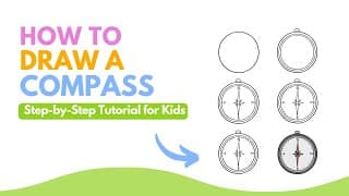 How to Draw a Compass - Easy Step by Step Tutorial for Kids