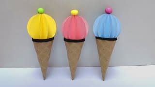 How to make paper ice cream cone | DIY ice cream | Cardboard ice cream