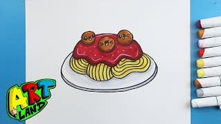 How to Draw SPAGHETTI AND MEATBALLS