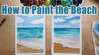 How to Paint a Beach Landscape Kids Watercolor Art Tutorial