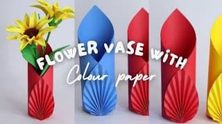 How to make a flower vase with color paper||step by step||easy and simple craft