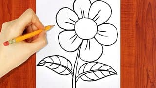 Very Easy Flower Drawing - How to Draw Flowers - Simple Drawings Step by Step