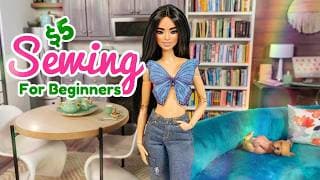 Making Doll Clothes With Stuff From DollarTree | Beginner Sewing Ideas Under $5 | Barbie Fashion