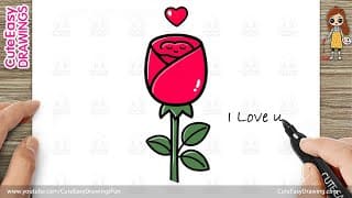 How to Draw a Cute Rose, Easy Drawing and Coloring for Kids and Toddlers