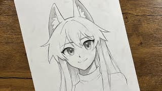 How to Draw a Cute Fox Anime Girl | Step by Step Drawing Tutorial