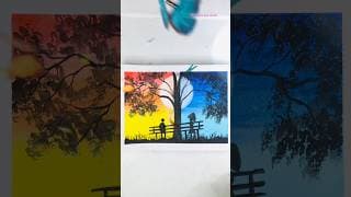 Beautiful Sunset & Moonlight Silhouette | Easy Watercolor Painting for Beginners