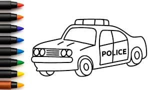 🚓 How to Draw a Police Car | Easy Police Car Drawing for Kids