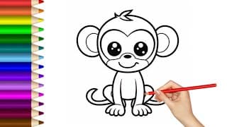 How to Draw a Monkey | Simple & Easy for Kids