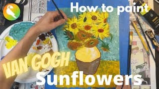 How to Paint Van Gogh Sunflowers | Art Lesson (for kids & adults)