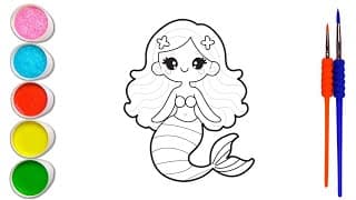 How to Draw a Mermaid Step by Step for Kids 💜Mermaid Drawing 🦀🐠 Fun Coloring for Kids and toddlers