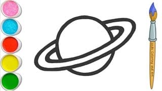 Saturn Planet Drawing, Painting, Coloring for Kids & Toddlers | How to Draw Saturn Planet Paint Easy