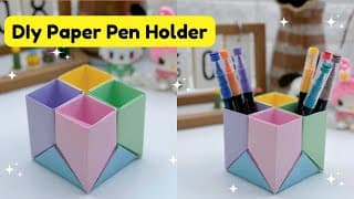How To Make Paper Pen Stand For Kids / Back to School Craft Ideas / Paper Craft Easy /KIDS crafts