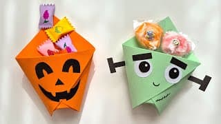Easy Origami Halloween Gift Bags 🎃 | DIY Treat Holders for Candy 🍬